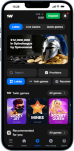 Casino games available on the 1w app