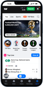 Sports betting options available on the 1w app