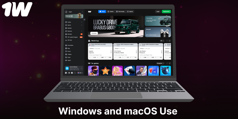 1w casino version for Windows and macOS